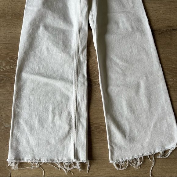 Zara The Marine Straight Wide Leg White High Waisted Jeans Sz 2 - Picture 7 of 11